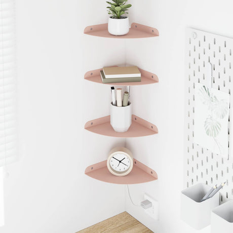 Vidaxl hoek vloeiende plank 4 st roze 18 x 18 x 2 cm