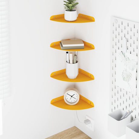 Vidaxl hoek vloeiende plank 4 st mosterdgeel 18 x 18 x 2 cm