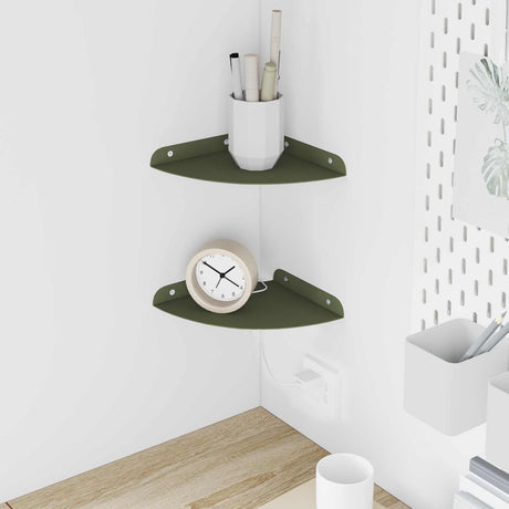 Vidaxl hoek vloeiende plank 2 st olijf groen 18 x 18 x 2 cm