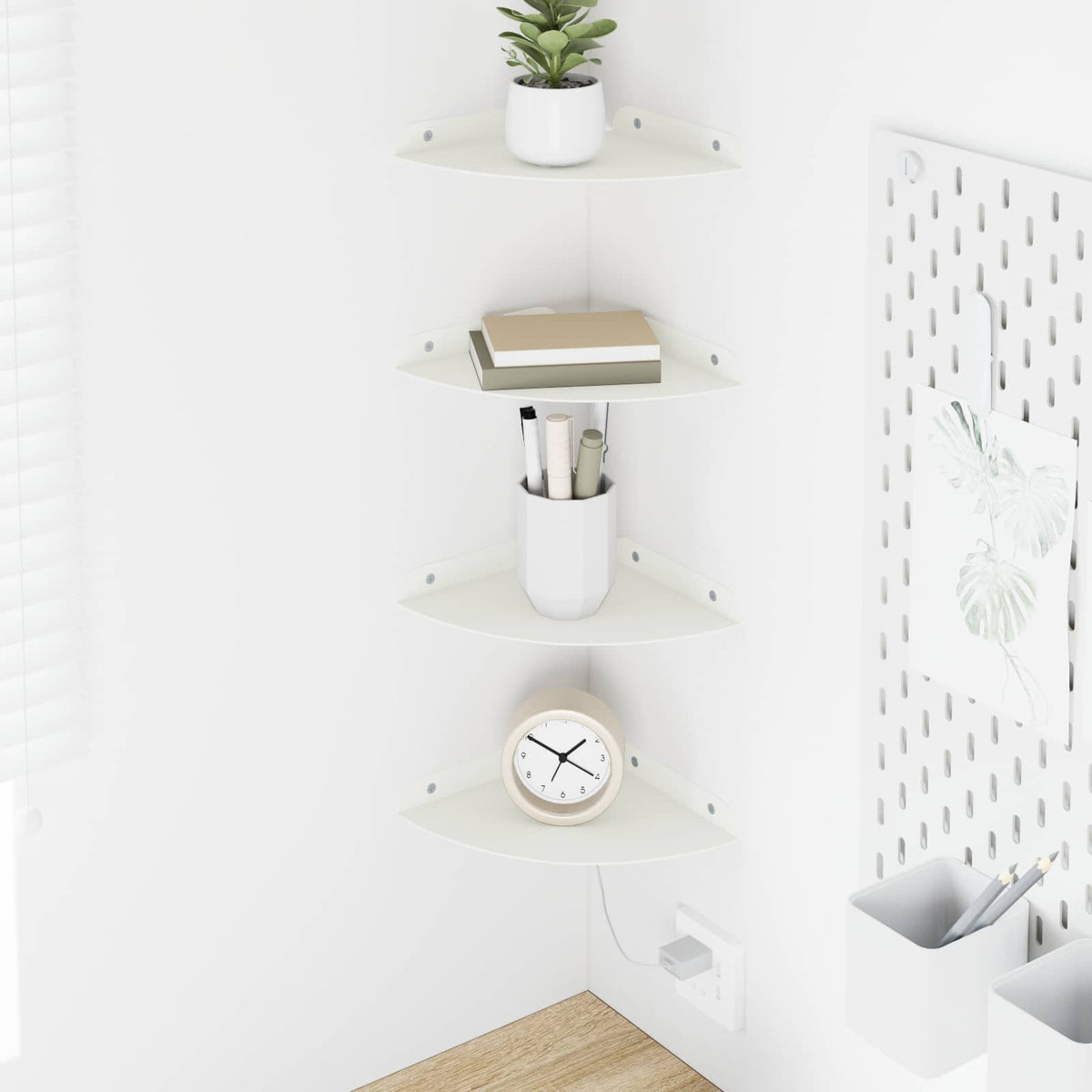 Vidaxl hoek vloeiende plank 4 st wit 18 x 18 x 2 cm
