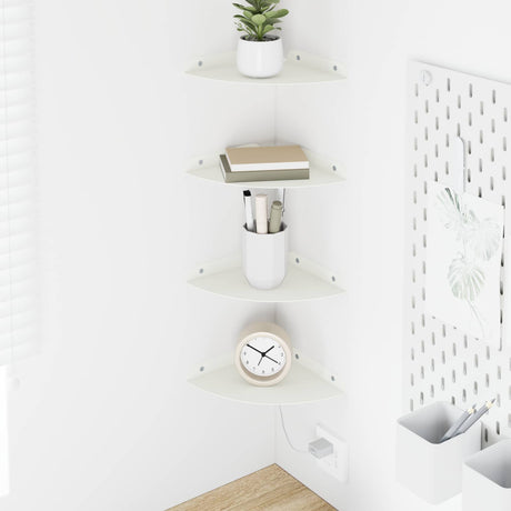Vidaxl hoek vloeiende plank 4 st wit 18 x 18 x 2 cm