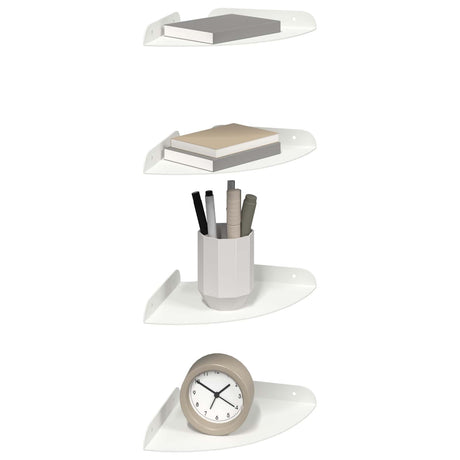 Vidaxl hoek vloeiende plank 4 st wit 18 x 18 x 2 cm
