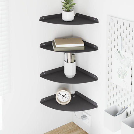 Vidaxl hoek vloeiende plank 4 st zwart 24 x 24 x 2 cm