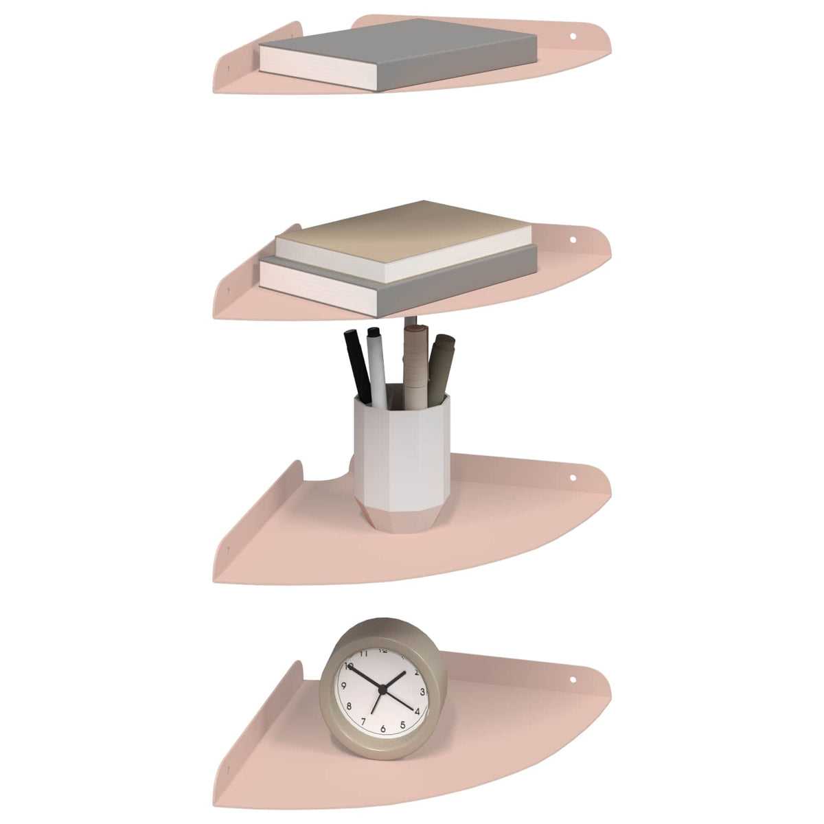 Vidaxl hoek vloeiende plank 4 st roze 24 x 24 x 2 cm