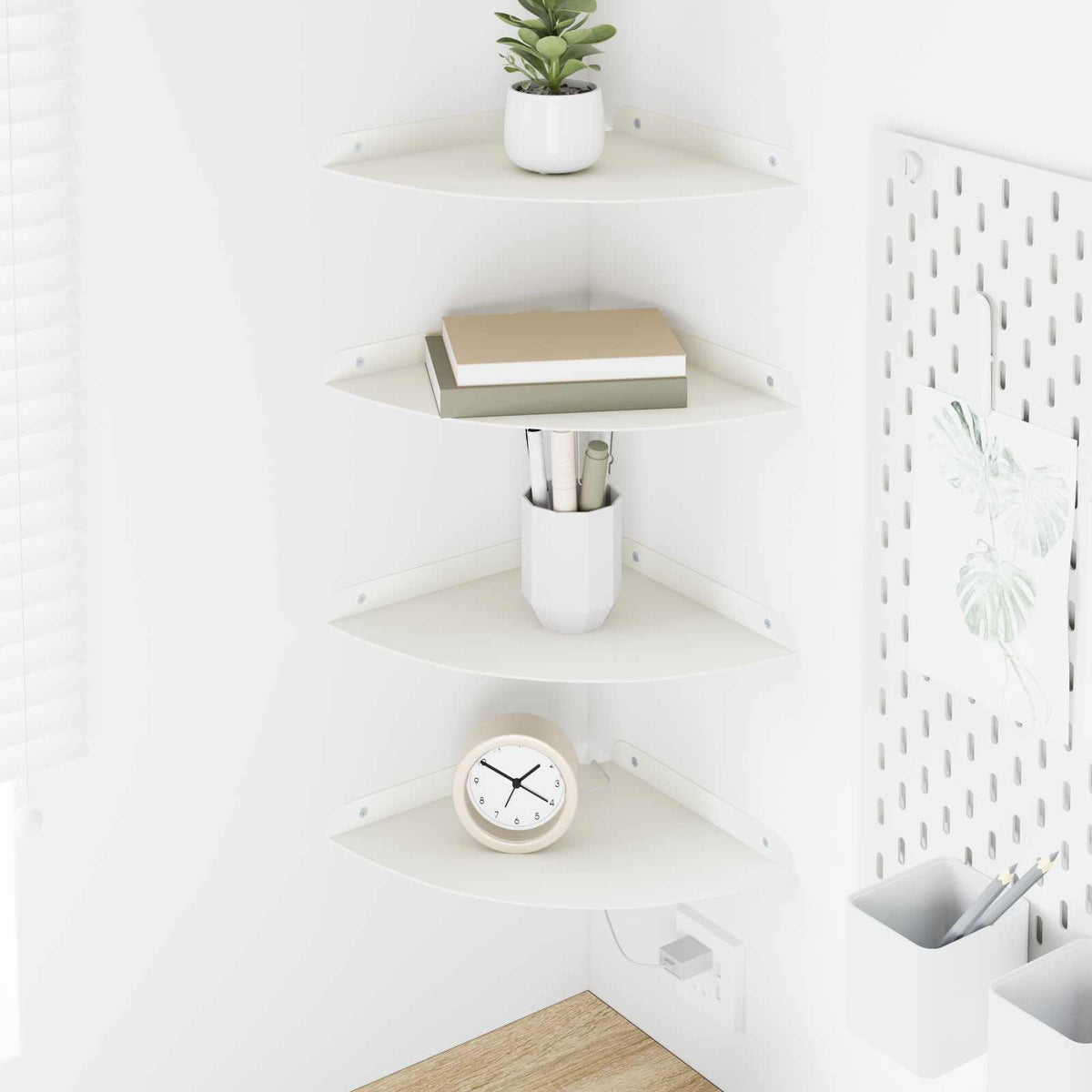 Vidaxl hoek vloeiende plank 4 st wit 24 x 24 x 2 cm