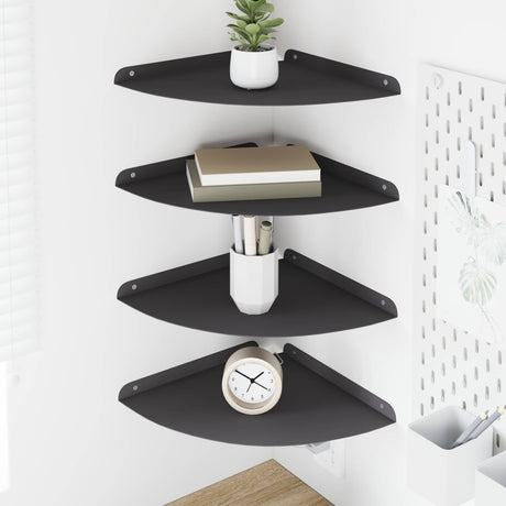 Vidaxl hoek vloeiende plank 4 st zwart 30 x 30 x 2 cm