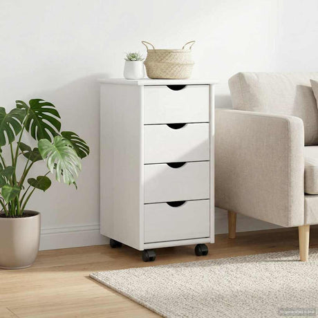 Vidaxl rolling kast 34 x 39 x 65,5 cm massief vurenhout wit