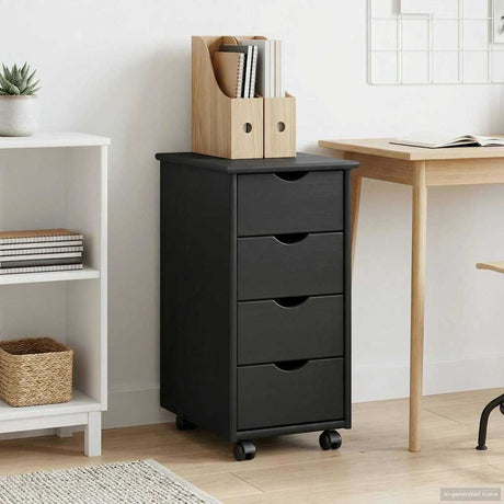 Vidaxl rolling kast 34 x 39 x 65,5 cm massief vurenhout grijs