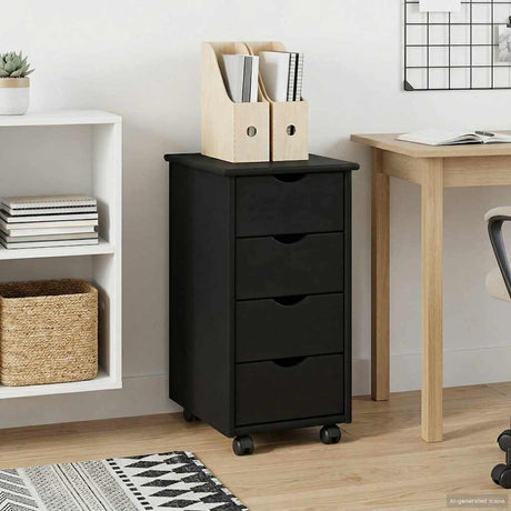 Vidaxl rolling kast 34 x 39 x 65,5 cm massief vurenhout zwart