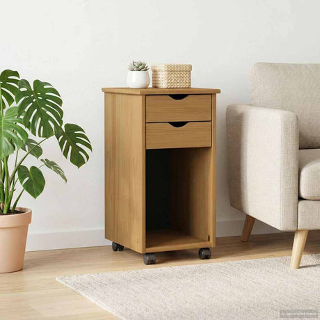 Vidaxl rolling kast 34 x 39 x 65,5 cm massief grenenhout honingbruin