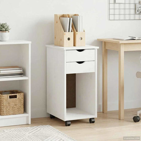 Vidaxl rolling kast 34 x 39 x 65,5 cm massief grenenhout wit