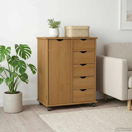 Vidaxl rolling kast 63,5 x 39 x 79 cm massief vurenhout honingbruin