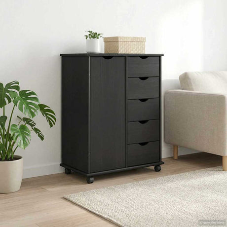 Vidaxl rolling kast 63,5 x 39 x 79 cm massief vurenhout grijs