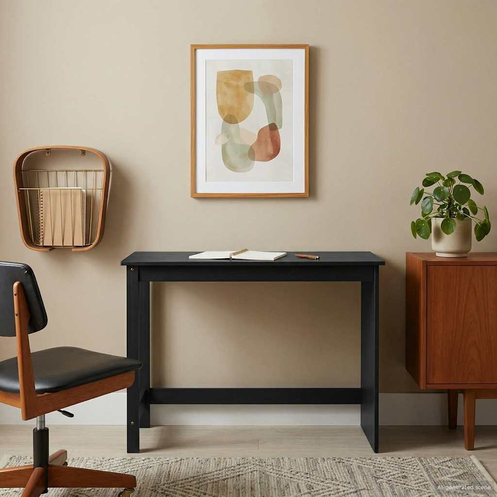 Vidaxl bureau zwart 112 x 50 x 75 cm massief vurenhout