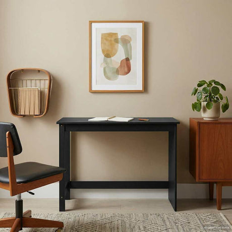 Vidaxl bureau zwart 112 x 50 x 75 cm massief vurenhout