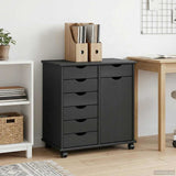 Vidaxl rolling kast 63,5 x 39 x 65,5 cm massief vurenhout grijs