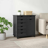 Vidaxl rolling kast 63,5 x 39 x 65,5 cm massief vurenhout grijs