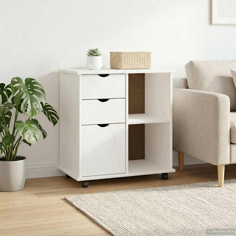 Vidaxl rolling kast 63,5 x 39 x 65,5 cm massief vurenhout wit
