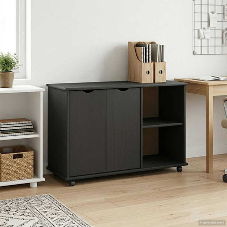 Vidaxl rolling kast zwart 100 x 39 x 65,5 cm massief vurenhout