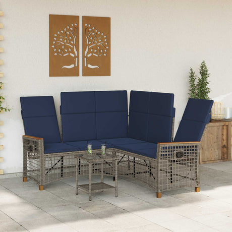 Vidaxl tuin ligbankset 5-aantal zitplaatsen grijs en marineblauw
