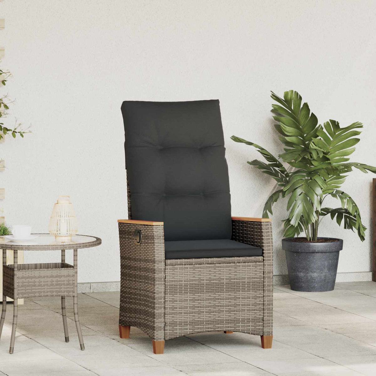 Vidaxl verstelbare tuinstoel grijs en donkergrijs 64 x 57,5 x 112 cm