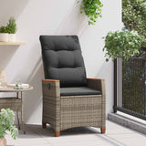 Vidaxl verstelbare tuinstoel grijs en donkergrijs 64 x 57,5 x 112 cm