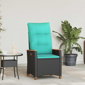 Vidaxl verstelbare tuinstoel zwart en turquoise 64 x 57,5 x 112 cm