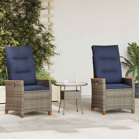 Vidaxl verstelbare tuinstoel 2 st grijs en marineblauw poly rattan