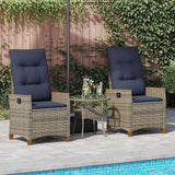 Vidaxl verstelbare tuinstoel 2 st grijs en marineblauw poly rattan