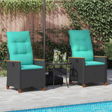 Vidaxl verstelbare tuinstoel zwart en turquoise 64 x 57,5 x 112 cm