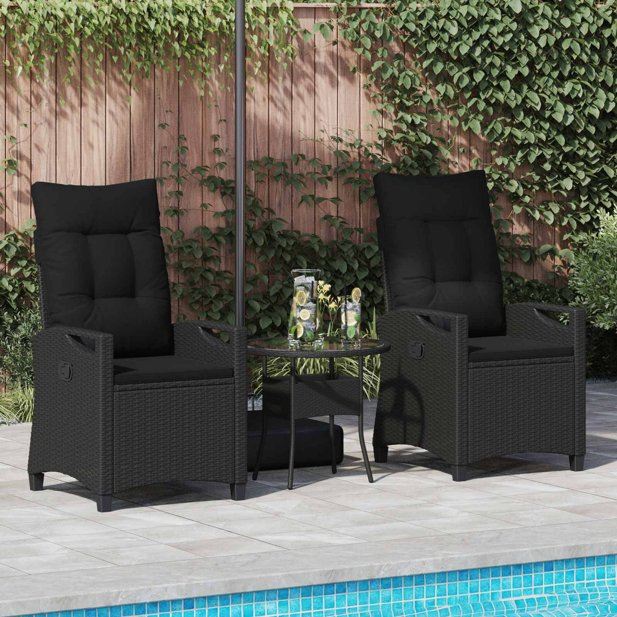 Vidaxl tuinstoel 2 st zwart staal en polyester