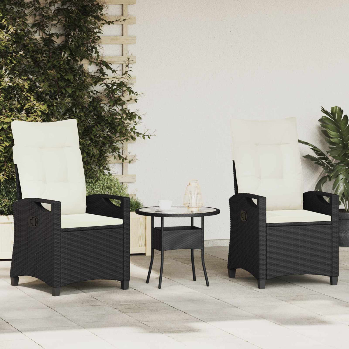 Vidaxl tuinstoel 2 st zwart en crème staal en polyester
