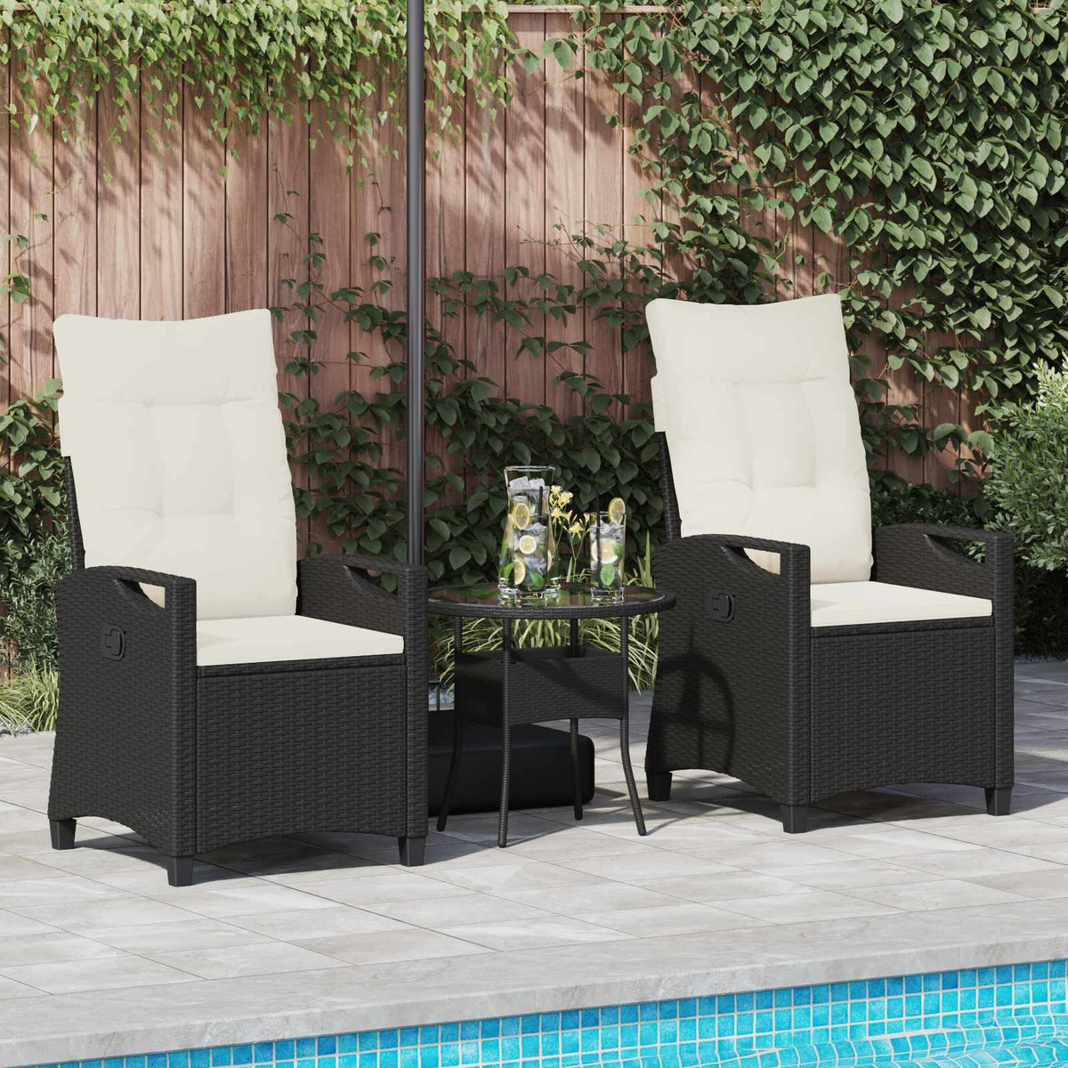 Vidaxl tuinstoel 2 st zwart en crème staal en polyester