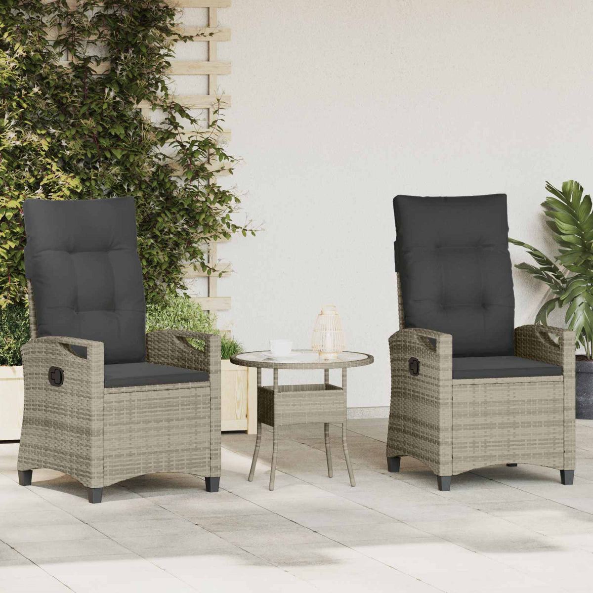 Vidaxl tuinstoel 2 st licht grijs en donker grijs staal en polyester