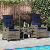 Vidaxl tuinstoel 2 st grijs en marineblauw staal en polyester
