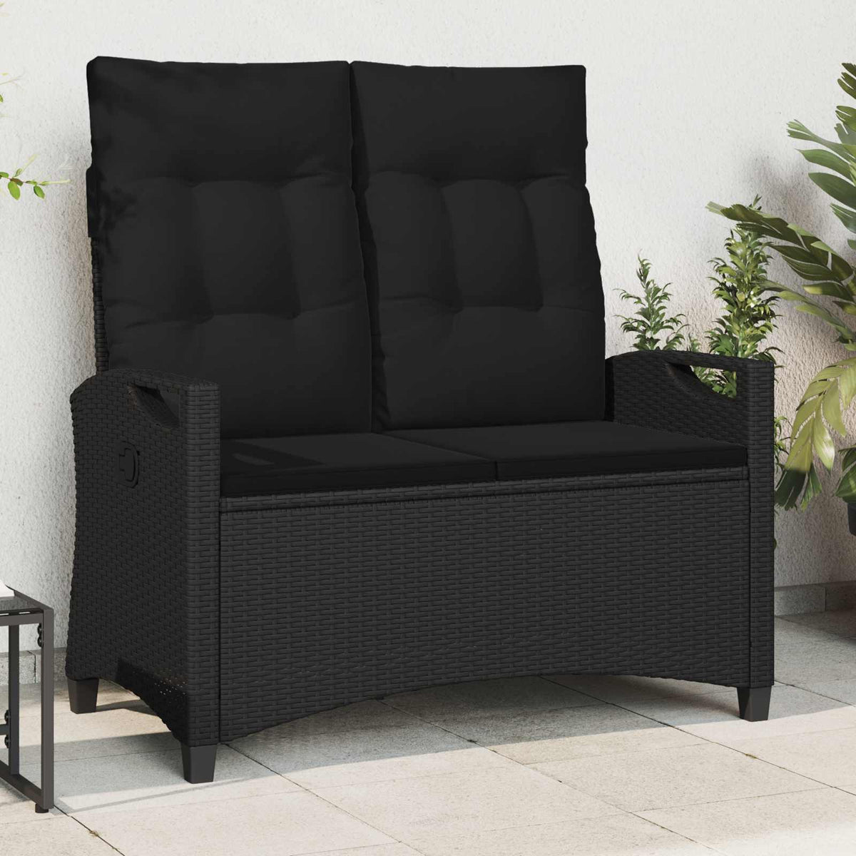 Vidaxl tuinbank met kussen zwart 105 x 60 x 112 cm staal en polyester