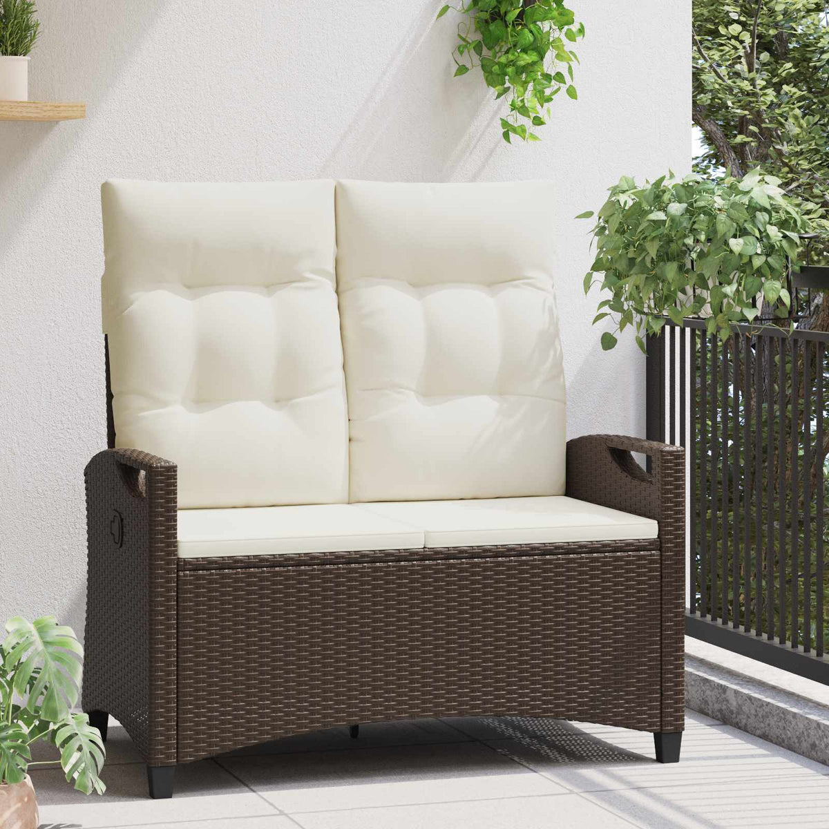 Vidaxl tuinbank bruin en crème 105 x 60 x 112 cm staal en polyester