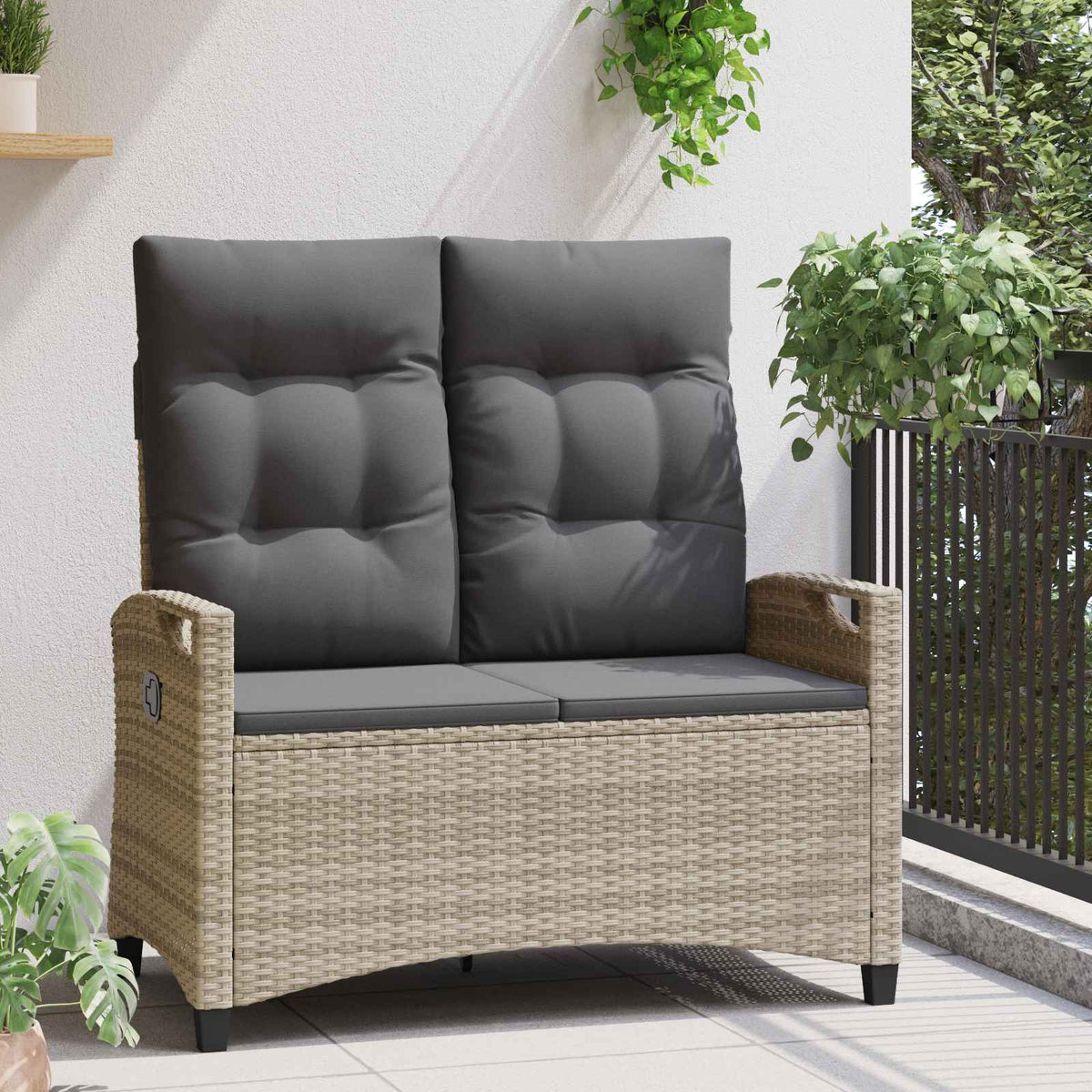 Vidaxl tuinbank met kussen 105 x 60 x 112 cm staal