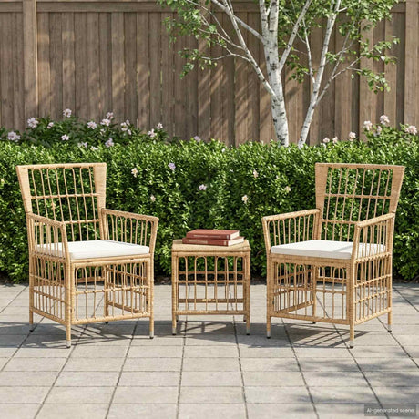 Vidaxl tuinstoelen 2 st naturel pe rattan, staal en polyester stof