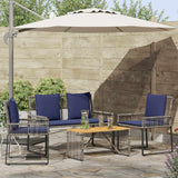 Vidaxl buitenmeubelset 9 st grijs en marineblauw poly rattan