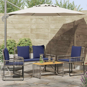 Vidaxl buitenmeubelset 9 st grijs en marineblauw poly rattan