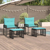 Vidaxl buitenmeubelset 11 st zwart en turquoise poly rattan
