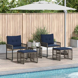 Vidaxl buitenmeubelset 5 st grijs en marineblauw
