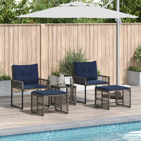 Vidaxl buitenmeubelset 5 st grijs en marineblauw