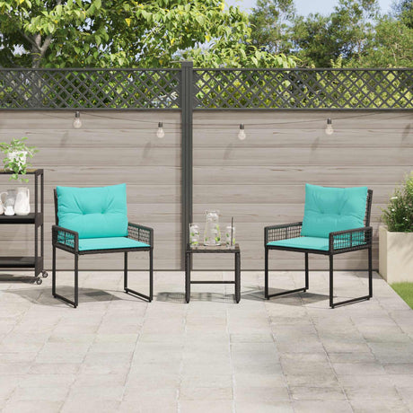 Vidaxl buitenmeubelset 3 st zwart en turquoise