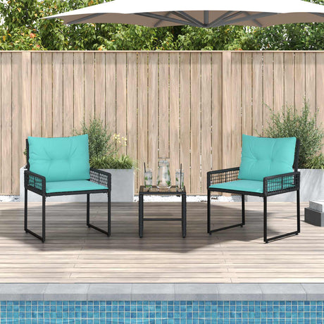 Vidaxl buitenmeubelset 3 st zwart en turquoise