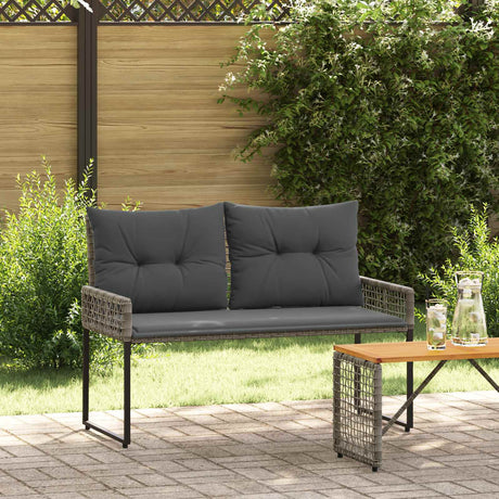 Vidaxl tuinbank met kussen grijs 118 x 55 x 82 cm pe rattan en stof