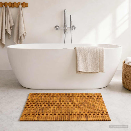 Vidaxl badmatten naturel 65 x 100 cm massief acaciahout