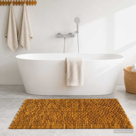 Vidaxl badmatten naturel 105 x 160 cm massief acaciahout