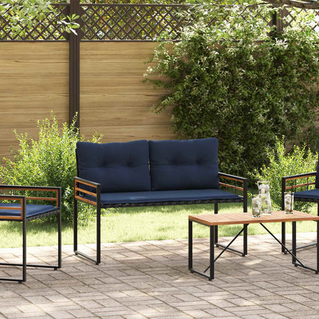 Vidaxl houten laag bank 114 x 55 x 77 cm marineblauw rechthoekig